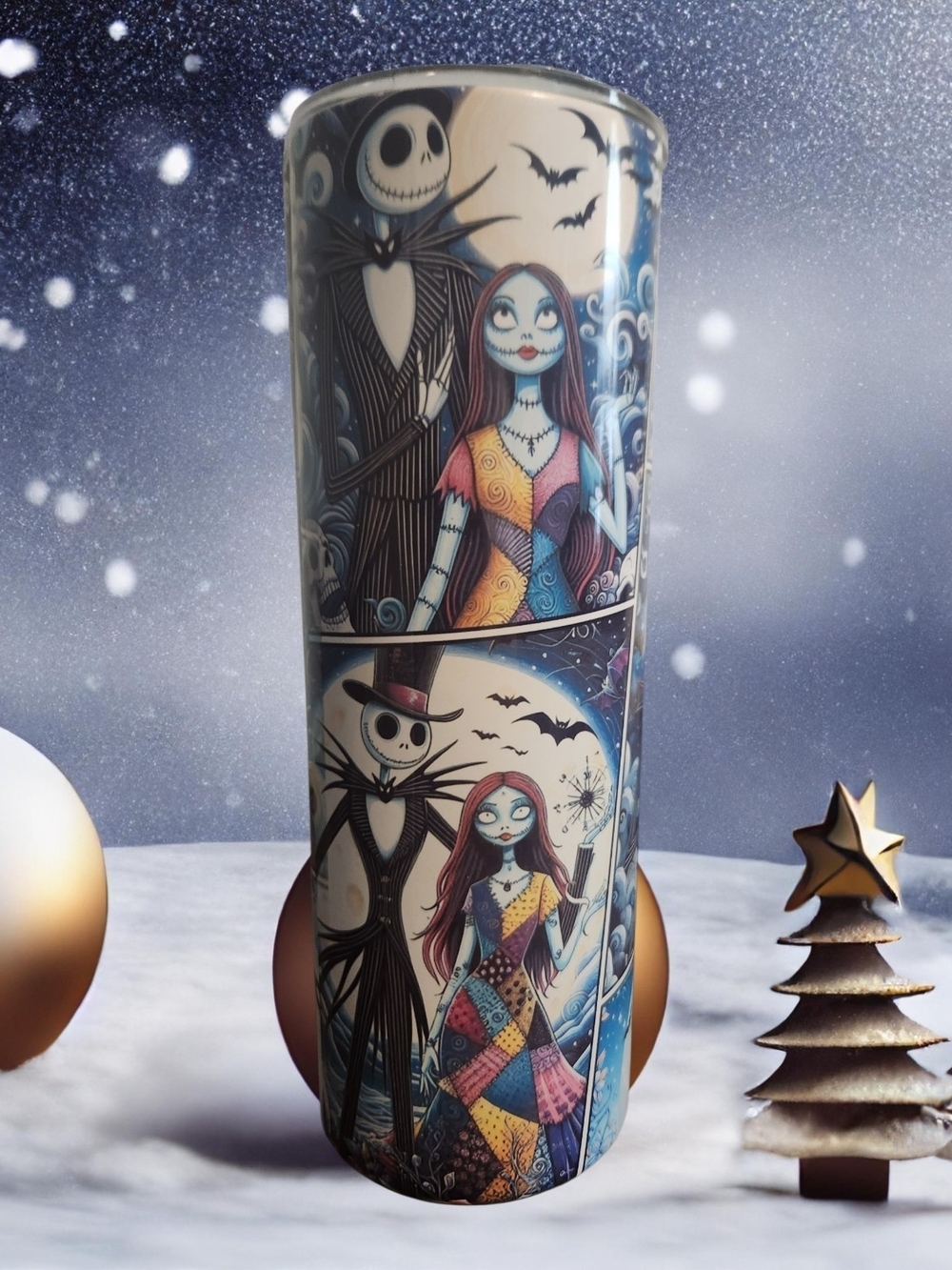 Nightmare Before Christmas Jack & Sally Tumbler - Hand Crafted